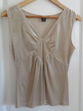 H&M Ruched V-Neck Velvet Tank Top size XS